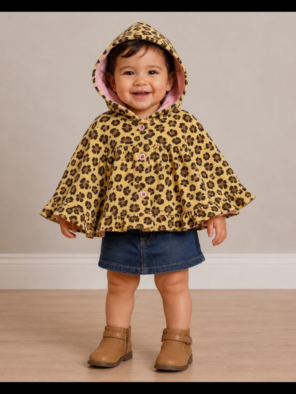 BABY HEADQUARTERS Hooded Cape & Jean Skirt 24M